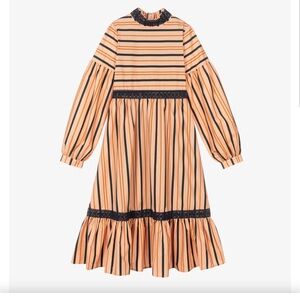 The Middle Daughter Charming Striped Kids Dress in Orange and Black